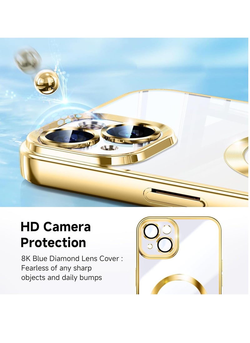 ELTRAZONE iPhone 14 Case with Integrated Camera Lens Protection [TOP N56 Magnets] [Military Grade Drop Protection] for Magsafe Women Men iPhone 14 Cover Case 6.1" Gold  - Image 3