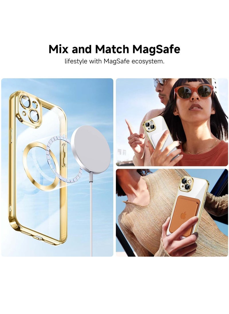 ELTRAZONE iPhone 14 Case with Integrated Camera Lens Protection [TOP N56 Magnets] [Military Grade Drop Protection] for Magsafe Women Men iPhone 14 Cover Case 6.1" Gold  - Image 4