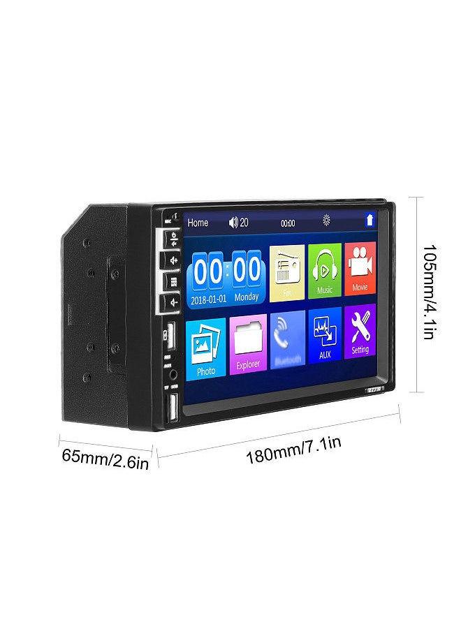 Double Din Car Stereo 7 Inch LCD Touchscreen Monitor BT MP5 Player FM Car Radio Receiver Support TF/USB/AUX-IN Phone Link Hands-Free Calling Reverse Picture Steering Wheel Control