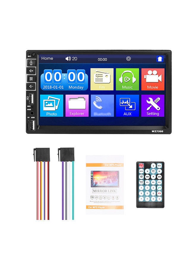 Double Din Car Stereo 7 Inch LCD Touchscreen Monitor BT MP5 Player FM Car Radio Receiver Support TF/USB/AUX-IN Phone Link Hands-Free Calling Reverse Picture Steering Wheel Control