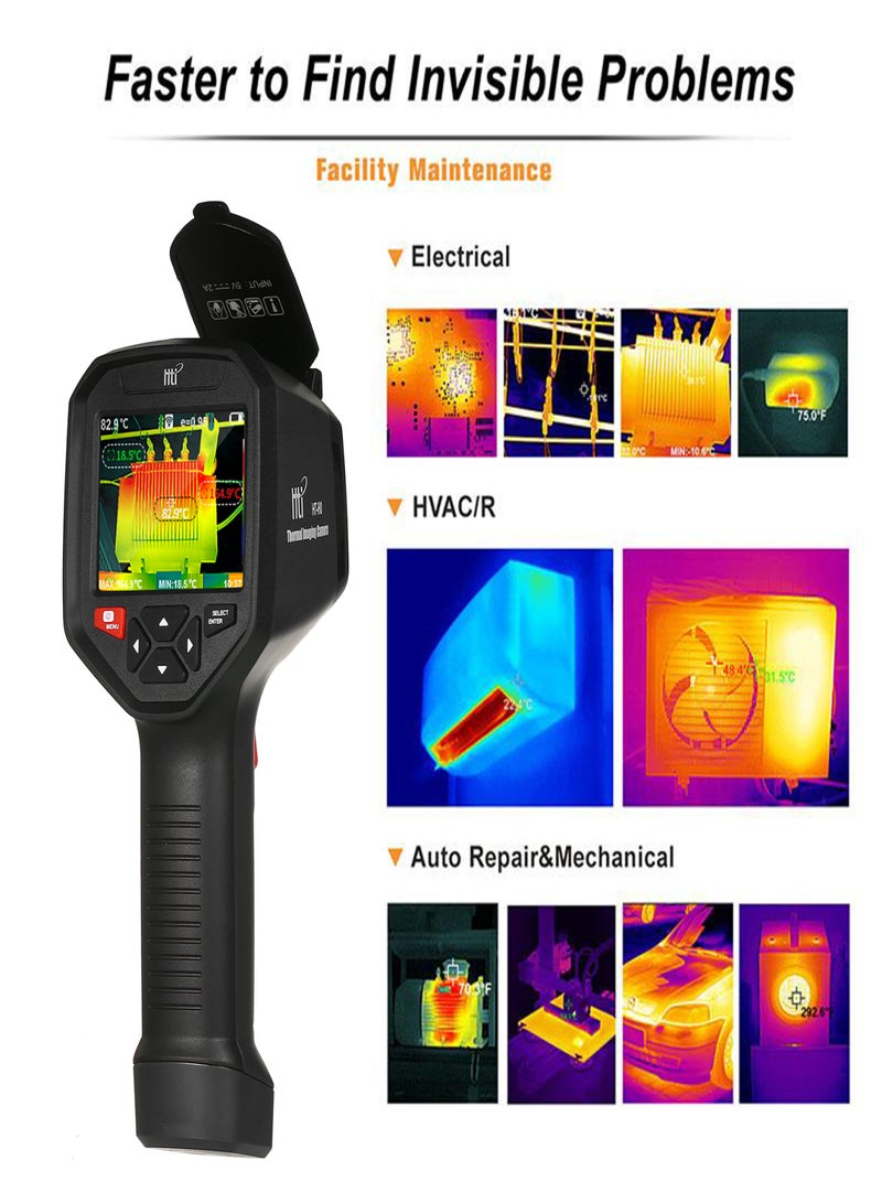HTI HT-H8 Infrared Thermal Imaging Camera Rechargeable Handheld IR Thermal Imager with WiFi 384 x 288 Resolution -20~550℃/-4~1022℉ Temperature Range with 3.5-inch LCD Screen 5 Color Palettes - Image 5