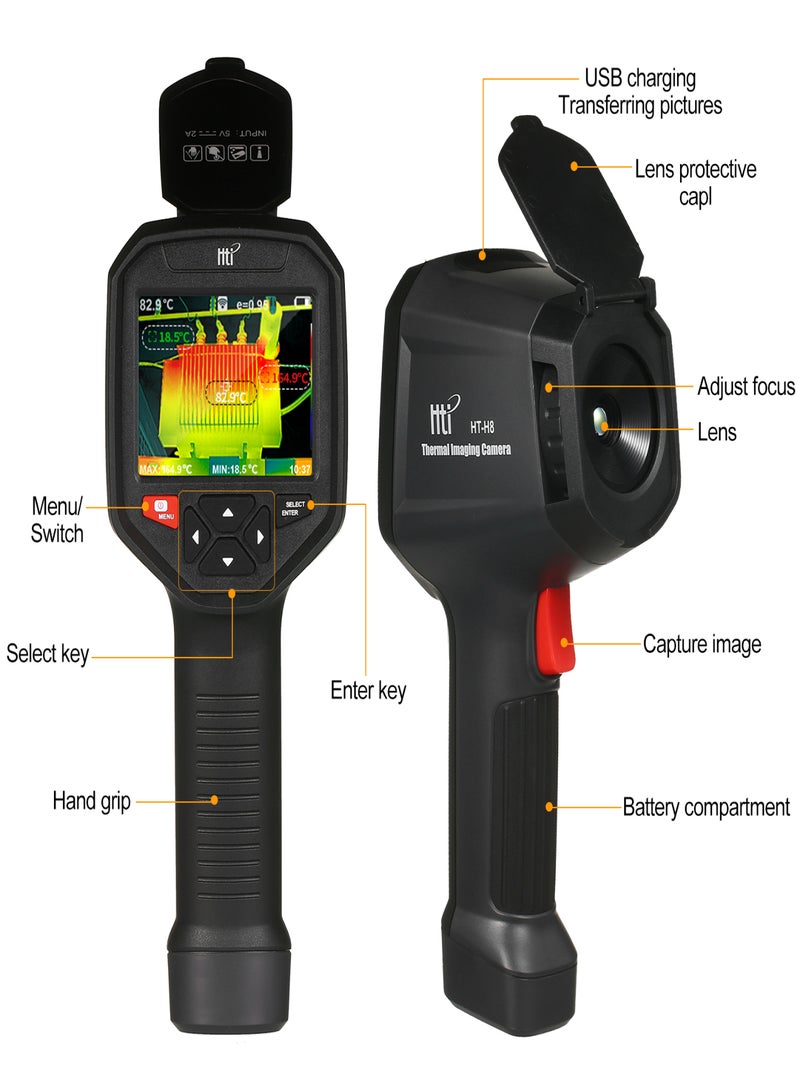 HTI HT-H8 Infrared Thermal Imaging Camera Rechargeable Handheld IR Thermal Imager with WiFi 384 x 288 Resolution -20~550℃/-4~1022℉ Temperature Range with 3.5-inch LCD Screen 5 Color Palettes - Image 4