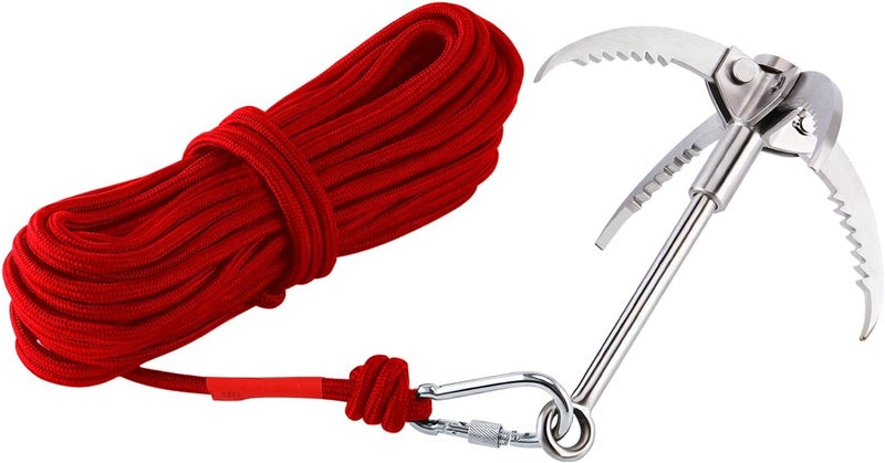 Ant Mag Grappling Hook Stainless Steel Claw Carabiner for Camping Hiking Tree Grabbing and Water Lifting Salvage - Image 1