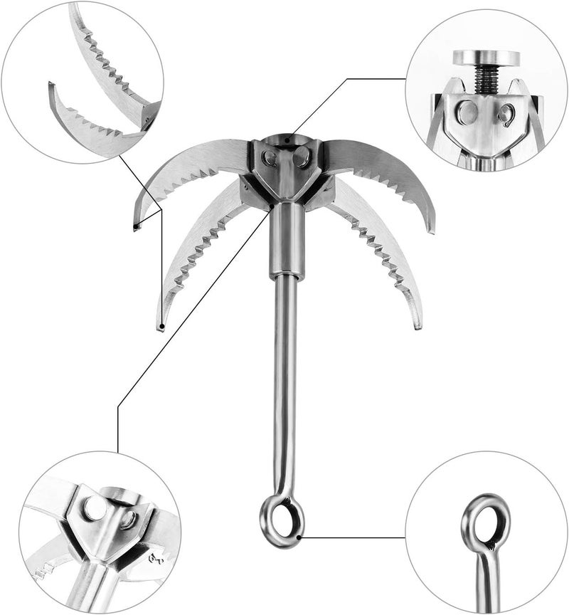 Ant Mag Grappling Hook Stainless Steel Claw Carabiner for Camping Hiking Tree Grabbing and Water Lifting Salvage - Image 4