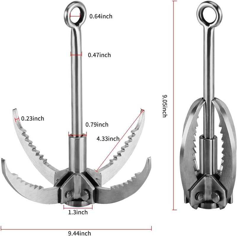 Ant Mag Grappling Hook Stainless Steel Claw Carabiner for Camping Hiking Tree Grabbing and Water Lifting Salvage - Image 2