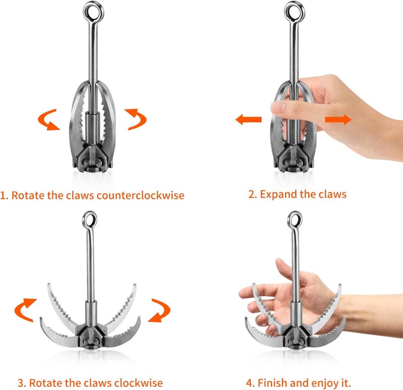 Ant Mag Grappling Hook Stainless Steel Claw Carabiner for Camping Hiking Tree Grabbing and Water Lifting Salvage - Image 3