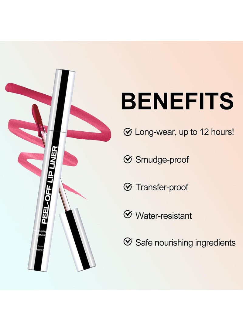 OLIBOLLA Lip Liner Tint Peel Off - 3 Colors Waterproof & Sweatproof Lip Stain Peel Off Set with Tweezers, High-Pigment Long-Wearing Matte Finish Tattoo for Women, Full Lips, Non-Stick Cup - Image 4