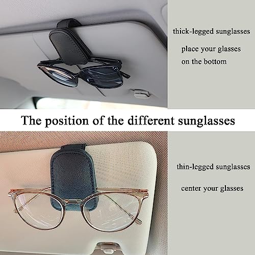 KeepCart Car Accessories Goggles Holders for Car, Sun Visor Magnetic Leather Eyeglass Hanger Clip for Car (Black) - Image 3
