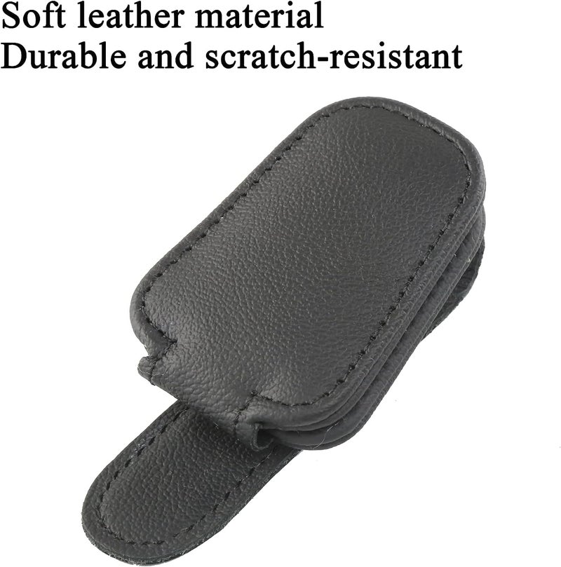 KeepCart Car Accessories Goggles Holders for Car, Sun Visor Magnetic Leather Eyeglass Hanger Clip for Car (Black) - Image 2