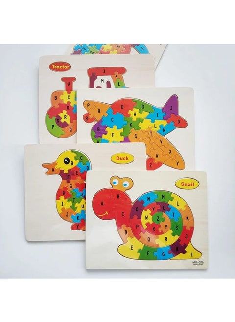 Alphabetic Wodden Puzzle Toy with A-Z English Alphabet, Learn with Fun Puzzle for Kids Ages 3+ Years Random shapes