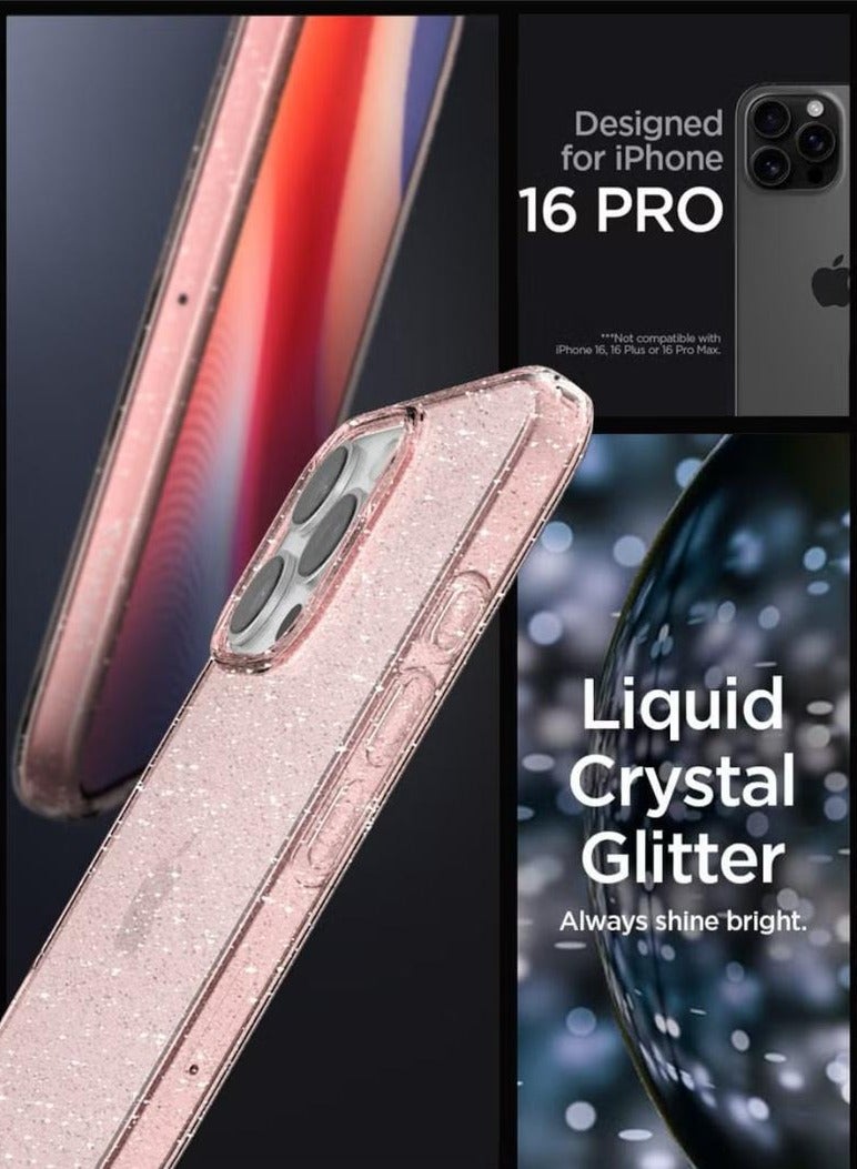 Spigen Liquid Crystal Glitter for iPhone 16 Pro Case Cover (2024) - Rose Quartz - Image 2