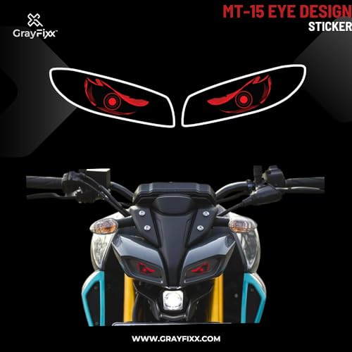 Grayfixx MT 15 Headlight Sticker of Eye Design | Made in Premium Gloss Vinyl with FPF (Fade Protection Film), Waterproof, Precut Sticker, Pack of 1-Self-Adhesive - Image 2