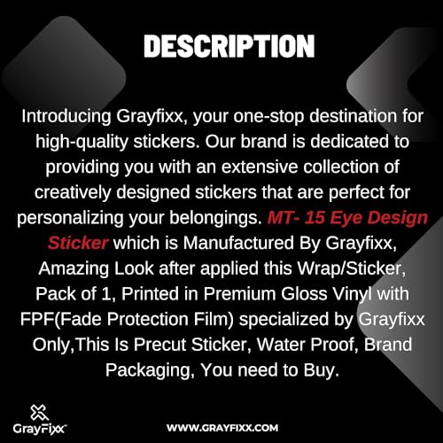 Grayfixx MT 15 Headlight Sticker of Eye Design | Made in Premium Gloss Vinyl with FPF (Fade Protection Film), Waterproof, Precut Sticker, Pack of 1-Self-Adhesive - Image 4