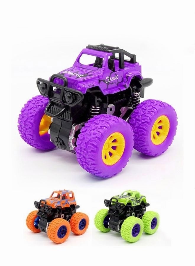 ميكسد 3pcs الفتيان والفتيات الوحش شاحنة لعبة ، لعبة السيارات الجمود التعليم ، ودفع سحب لعبة السيارات الاحتكاك مدفوعة ، طفل رضيع عيد ميلاد الحزب اللوازم - Image 1