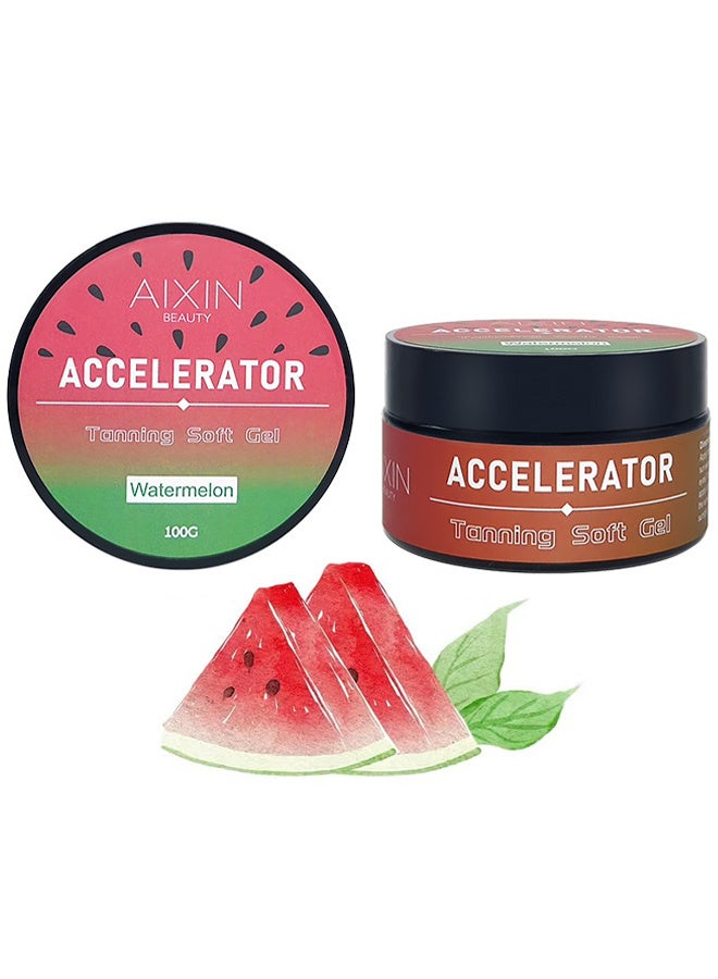 AIXIN Tan Accelerator For Sunbed, Watermelon Tan Enhancers & Accelerators, Self-Tanning Soft Gel, Tanning Cream For Natural Brown, Tanning Moisturiser, Sun Bed Tanning Accelerator, High Moisturizing & Refreshing 100G - Image 1