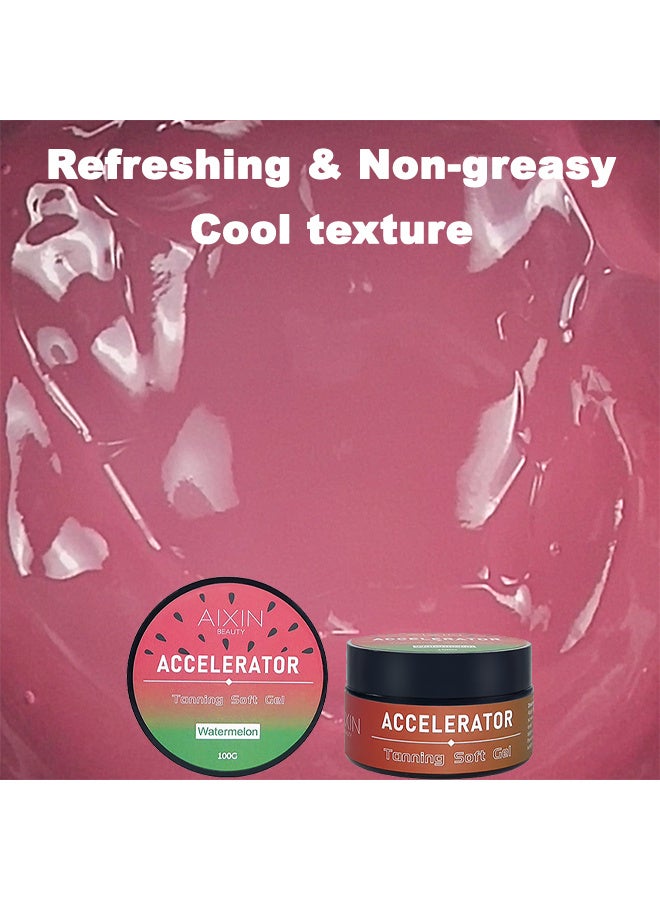AIXIN Tan Accelerator For Sunbed, Watermelon Tan Enhancers & Accelerators, Self-Tanning Soft Gel, Tanning Cream For Natural Brown, Tanning Moisturiser, Sun Bed Tanning Accelerator, High Moisturizing & Refreshing 100G - Image 2