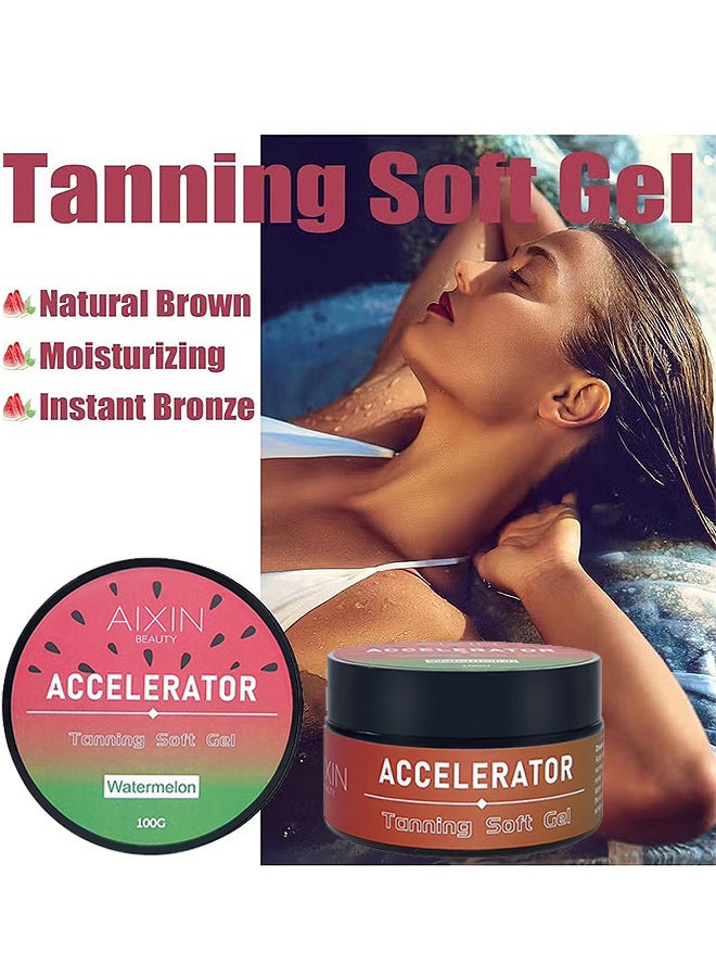 AIXIN Tan Accelerator For Sunbed, Watermelon Tan Enhancers & Accelerators, Self-Tanning Soft Gel, Tanning Cream For Natural Brown, Tanning Moisturiser, Sun Bed Tanning Accelerator, High Moisturizing & Refreshing 100G - Image 4