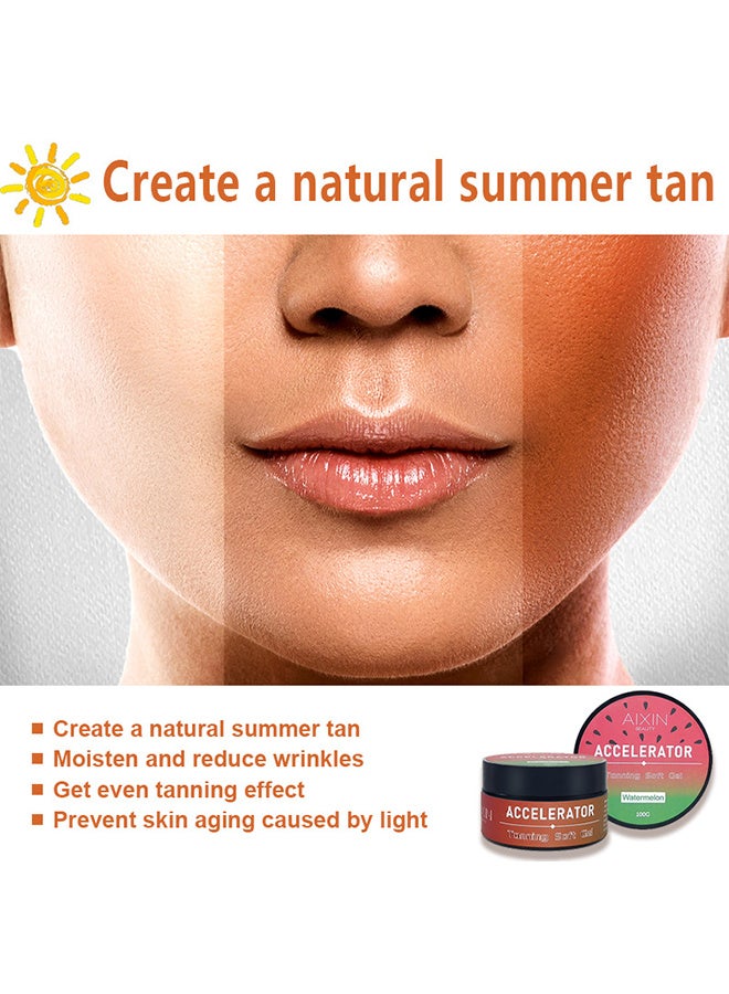 AIXIN Tan Accelerator For Sunbed, Watermelon Tan Enhancers & Accelerators, Self-Tanning Soft Gel, Tanning Cream For Natural Brown, Tanning Moisturiser, Sun Bed Tanning Accelerator, High Moisturizing & Refreshing 100G - Image 3
