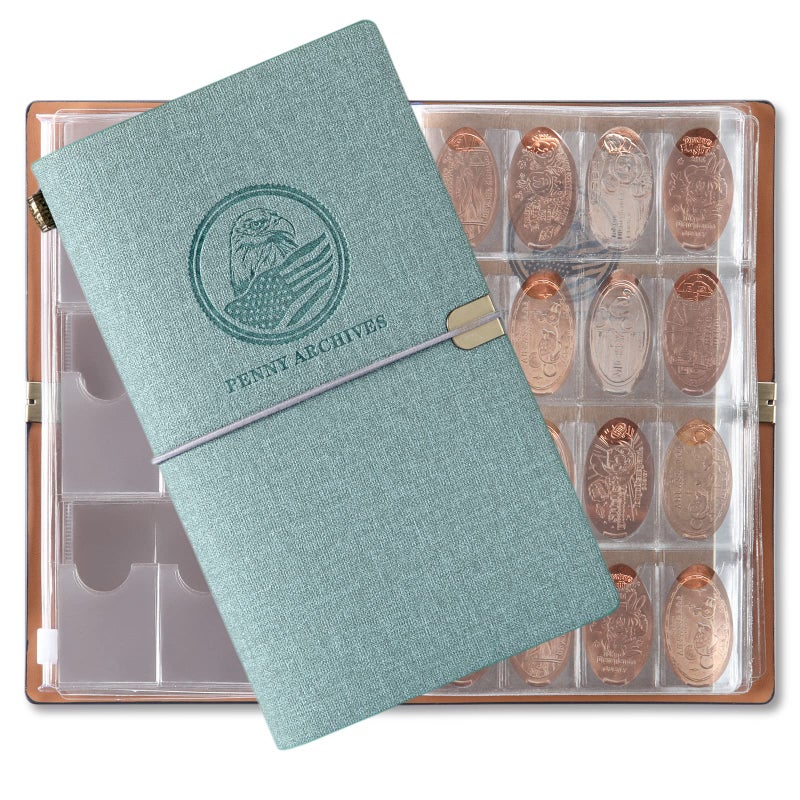 MUDOR Pressed Penny Collecting Book with Archival Diary Souvenir Penny Book Holds 203 Coins Pressed Penny Holder Fits Elongated Stretched PenniesQuarters or Nickels - Image 2