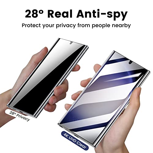 MOHAVE 2 Pack [Auto Alignment/Dust Removal] Privacy Screen Protector for SAMSUNG Galaxy S23 Ultra 5G 6.8″, 3D Curved Anti Spy Private Film, 7H Hybrid Material, 100% Ultrasonic Fingerprint ID - Image 3
