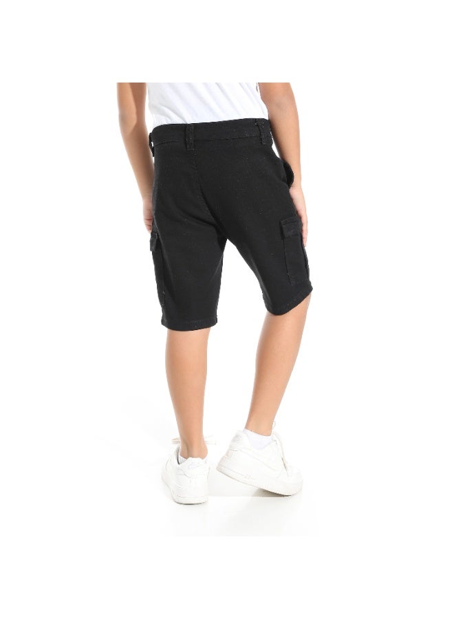 Andora Black Buttons & Zipper Closure Short_Black - Image 2