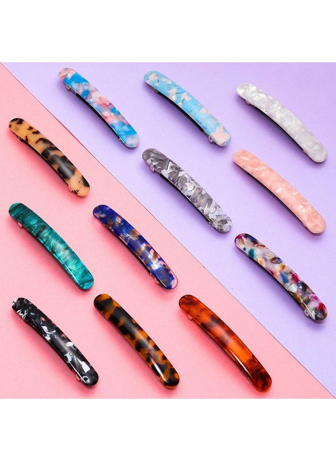WILLBOND 12 Pieces Hair Barrettes For Women Tortoise Shell Hair Barrettes Acetate French Skinny Hair Clip Automatic Ponytail Barrettes For Women Fine Hair Thin Hair Accessories  - Image 5