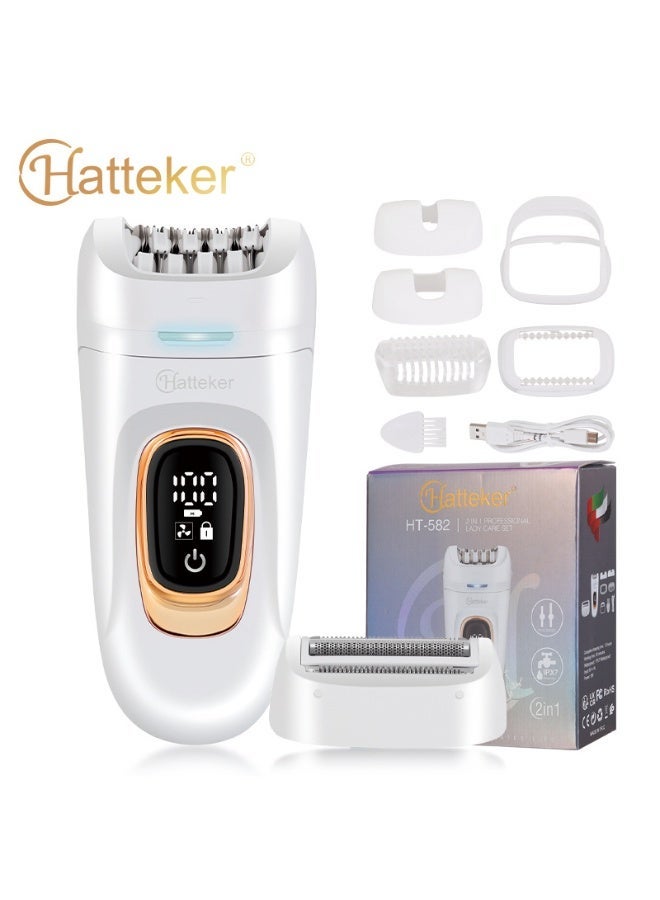 جهاز إزالة الشعر HATTEKER 6 في 1 للنساء - بدون كابل، جاف ورطب مع ضوء أوبيتي - Image 1