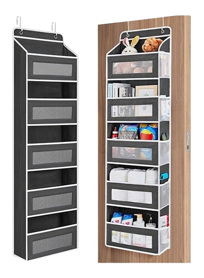 Over the Door Organizer Storage with 5 Large Capacity Pockets – 5 Shelf Hanging Organizer for Bedroom, Bathroom, Pantry, Nursery, Anti-Tilt Design, Supports Up to 44 lbs, Space-Saving Home Storage Solution, Black - Image 1