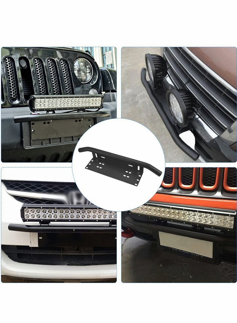 Universal Aluminum Alloy License Plate Mounting Bracket for Front Bull Bar, Compatible with LED Work Lamps and Light Bars, Ideal for Off-Road LED Light Mounting Solutions. - Image 2
