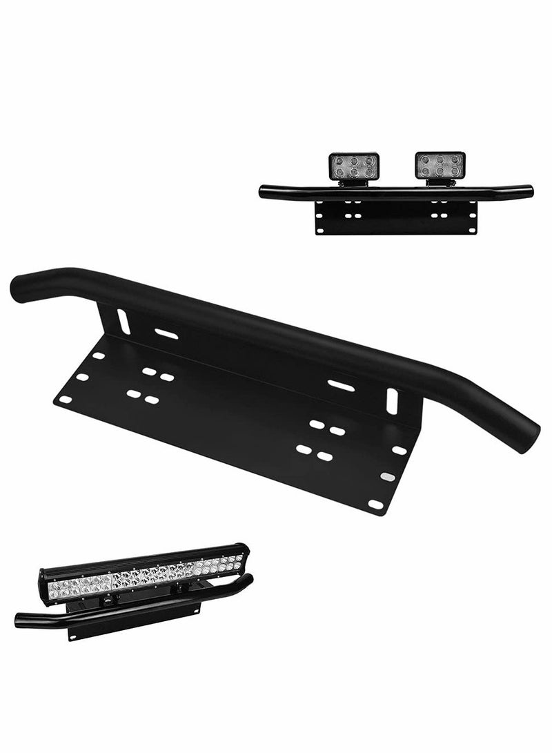 Universal Aluminum Alloy License Plate Mounting Bracket for Front Bull Bar, Compatible with LED Work Lamps and Light Bars, Ideal for Off-Road LED Light Mounting Solutions. - Image 1