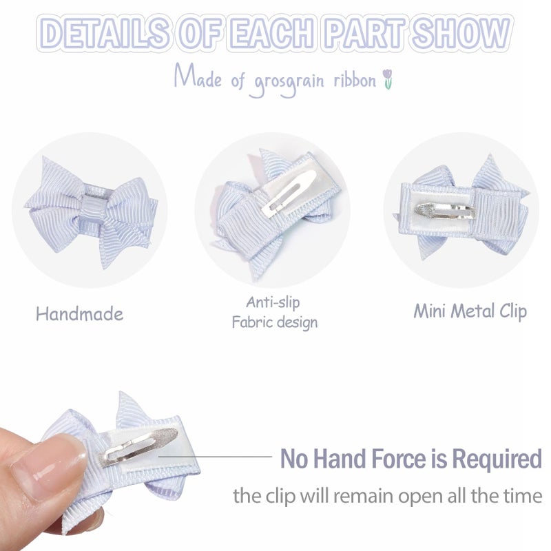 DED 40PCS 1.4" Mini Bow Snap Clips, Baby Girls Grosgrain Ribbon Bows Tiny Hair Clips Fine Hair for Girls Infants Toddlers - Image 2