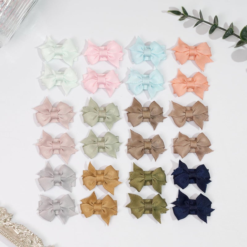 DED 40PCS 1.4" Mini Bow Snap Clips, Baby Girls Grosgrain Ribbon Bows Tiny Hair Clips Fine Hair for Girls Infants Toddlers - Image 5