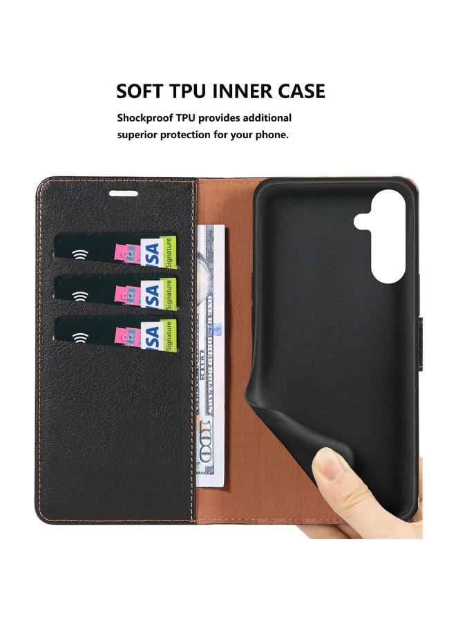 Case For Galaxy A55 5G Premium Leather Flip Wallet Case [RFID Blocking] Phone Cover For Galaxy A55 5G (Black) - Image 4