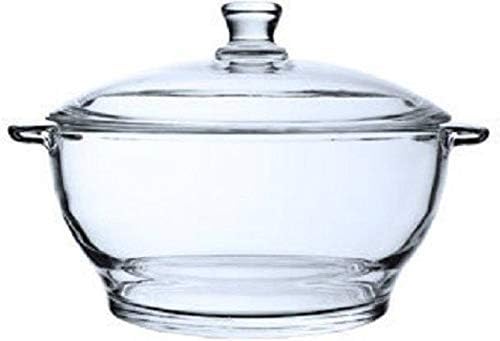 Diablos Borosilicate Glass Serving Bowl Set with Glass Lid 1 Liter Microwave Oven Safe Heat and Cold Proof Rice Bowl for Cooking Serving Storing and Reheating 100 Tempered Glass Pack of 1 - Image 1
