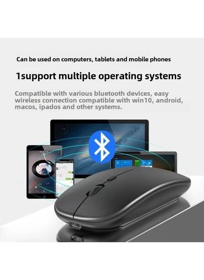 Generic - Wireless Mouse Charging Silent Bluetooth Dual-mode Home Office Laptop Desktop External Unlimited Mouse-Specifications: Metallic Gray-matte - Image 1