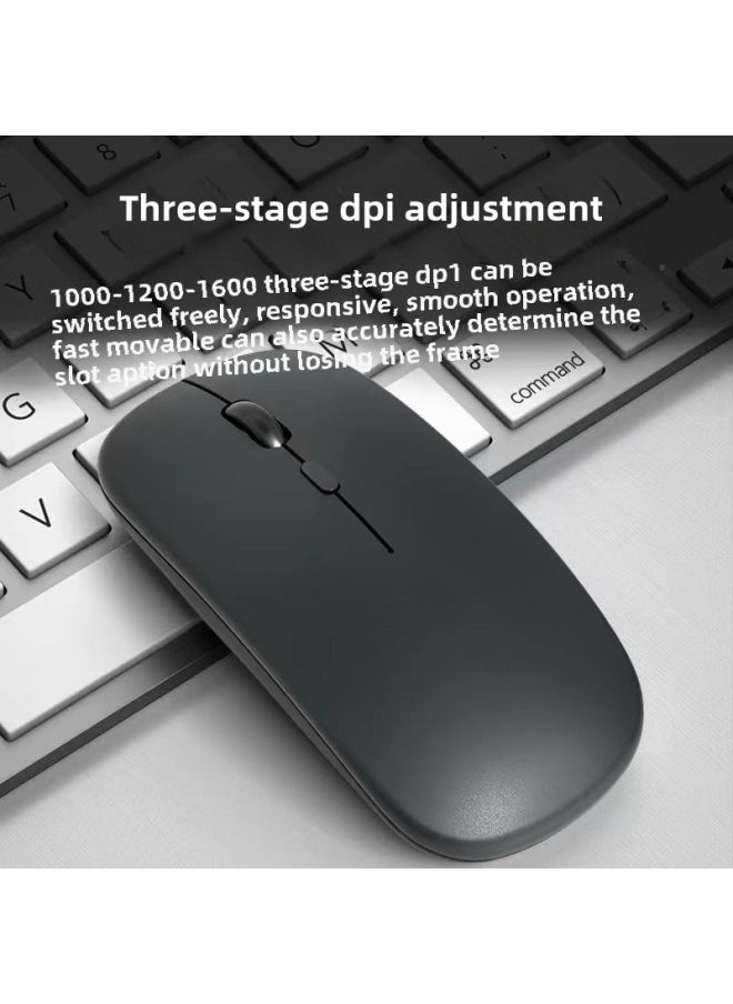 Generic - Wireless Mouse Charging Silent Bluetooth Dual-mode Home Office Laptop Desktop External Unlimited Mouse-Specifications: Metallic Gray-matte - Image 1