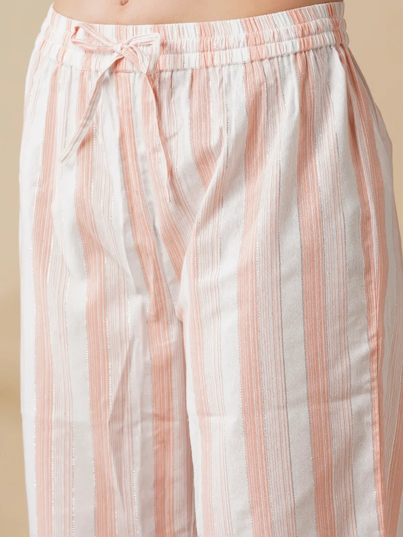 globus Women Striped Regular Kurta With Trousers & With Dupatta