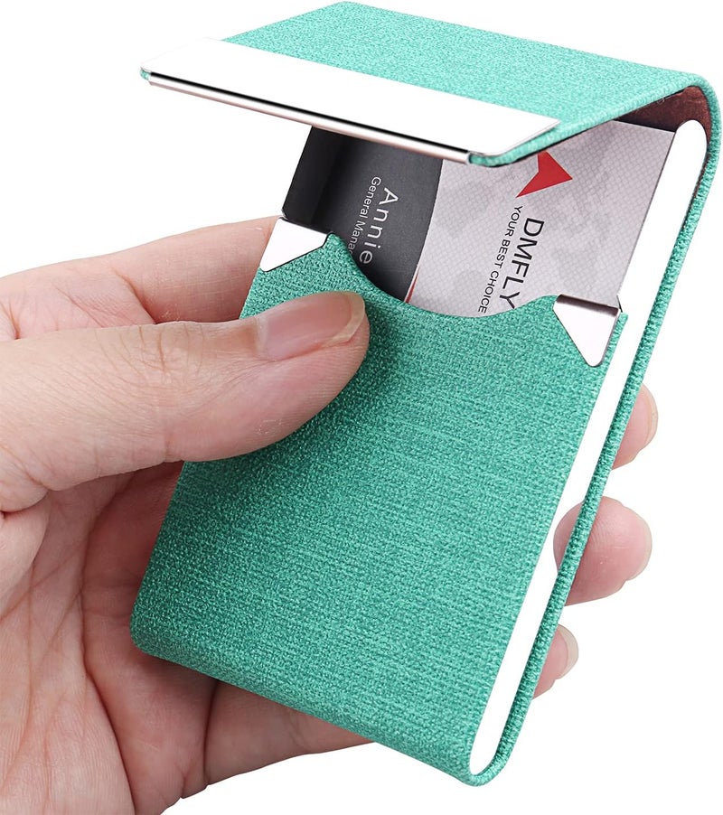 DMFLY Business Card Holder for Women and Men - Magnetic Shut Case for Purse, Green-bm - Image 1