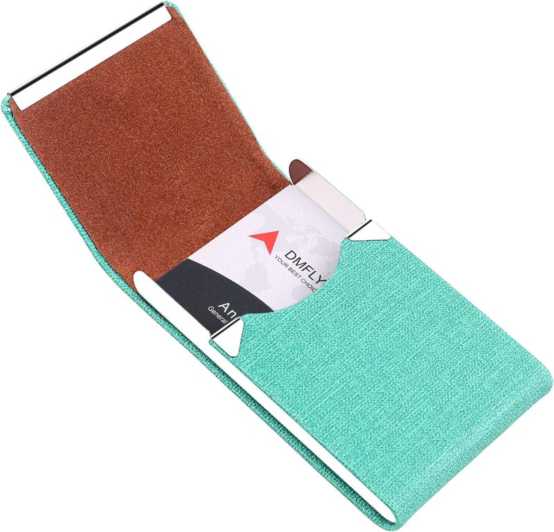 DMFLY Business Card Holder for Women and Men - Magnetic Shut Case for Purse, Green-bm - Image 5