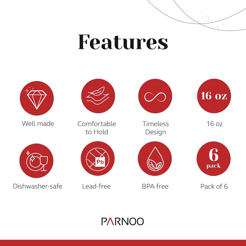 Light In The Dark Pint Glasses Set of 6 - 16 oz Drinking Glasses Made for Cold Beverages - 16 oz Mixing Glass & Highball Set of 6 for Homes, Pubs & More - Freezer & Dishwasher-Friendly Cocktail Glasses, PARNOO - Image 5