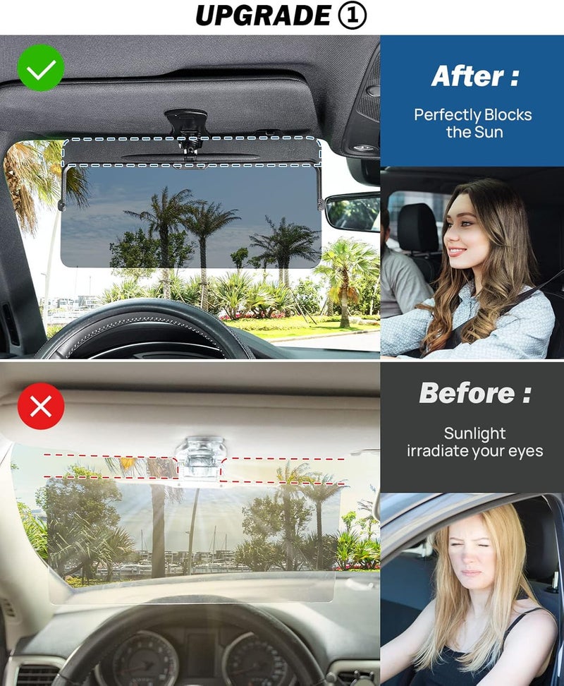 JOYTUTUS Universal Anti-Glare Polarized Sun Visor Extender, UV400 Car Visor Extension, Protect from Glare/UV Ray/Stray Light, Safe Driving for Car - Image 2