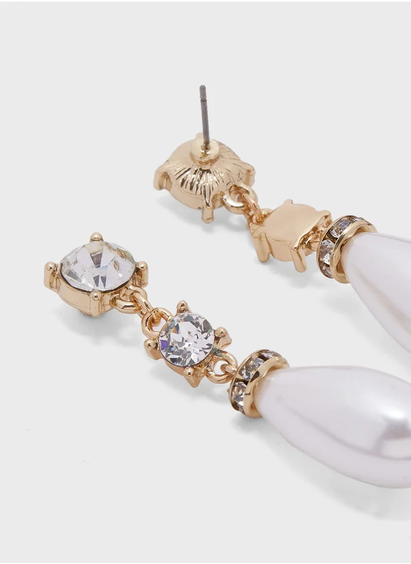 ايلا ليمتد اديشن Diamante Pearl Drop Earrings