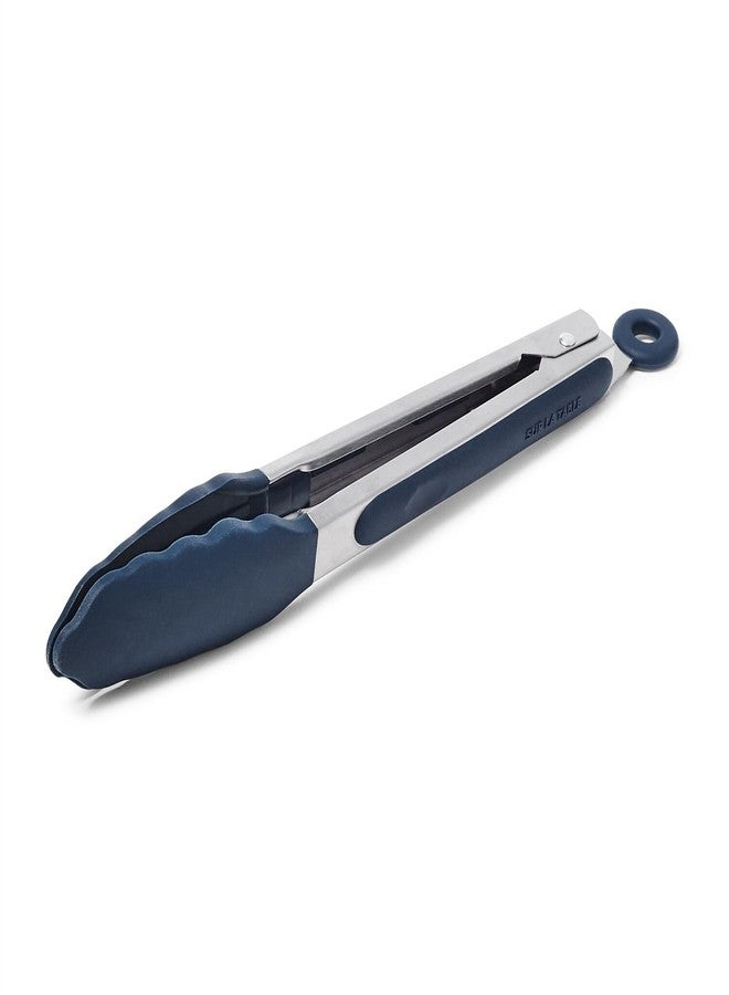 Sur La Table Silicone-Tipped Tongs, 9 in, Navy, Mid-Size Nonstick- Tongs with Locking Mechanism for Stovetop and Serving, 9 in - Image 1
