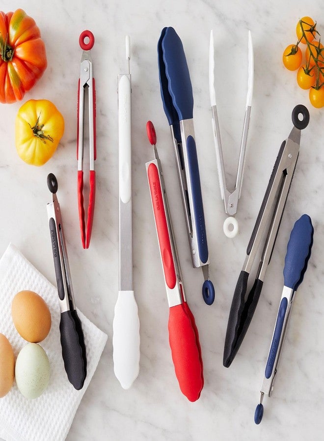 Sur La Table Silicone-Tipped Tongs, 9 in, Navy, Mid-Size Nonstick- Tongs with Locking Mechanism for Stovetop and Serving, 9 in - Image 2