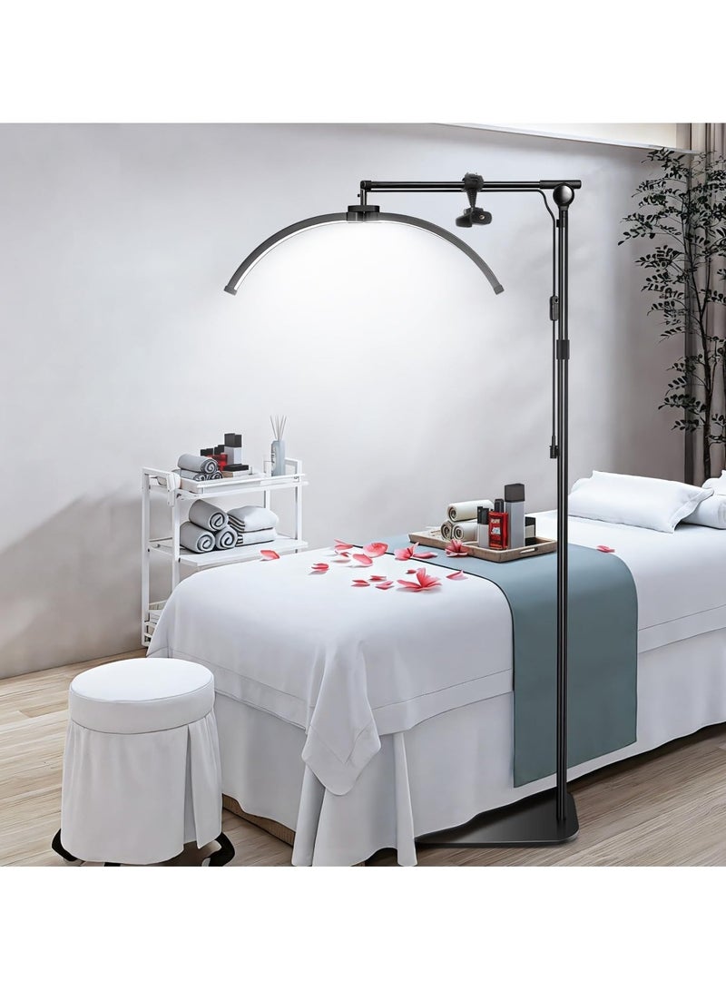Foldable LED Half Moon Floor Lamp with Mobile Holder for Eyelash/Skin Care - Image 1