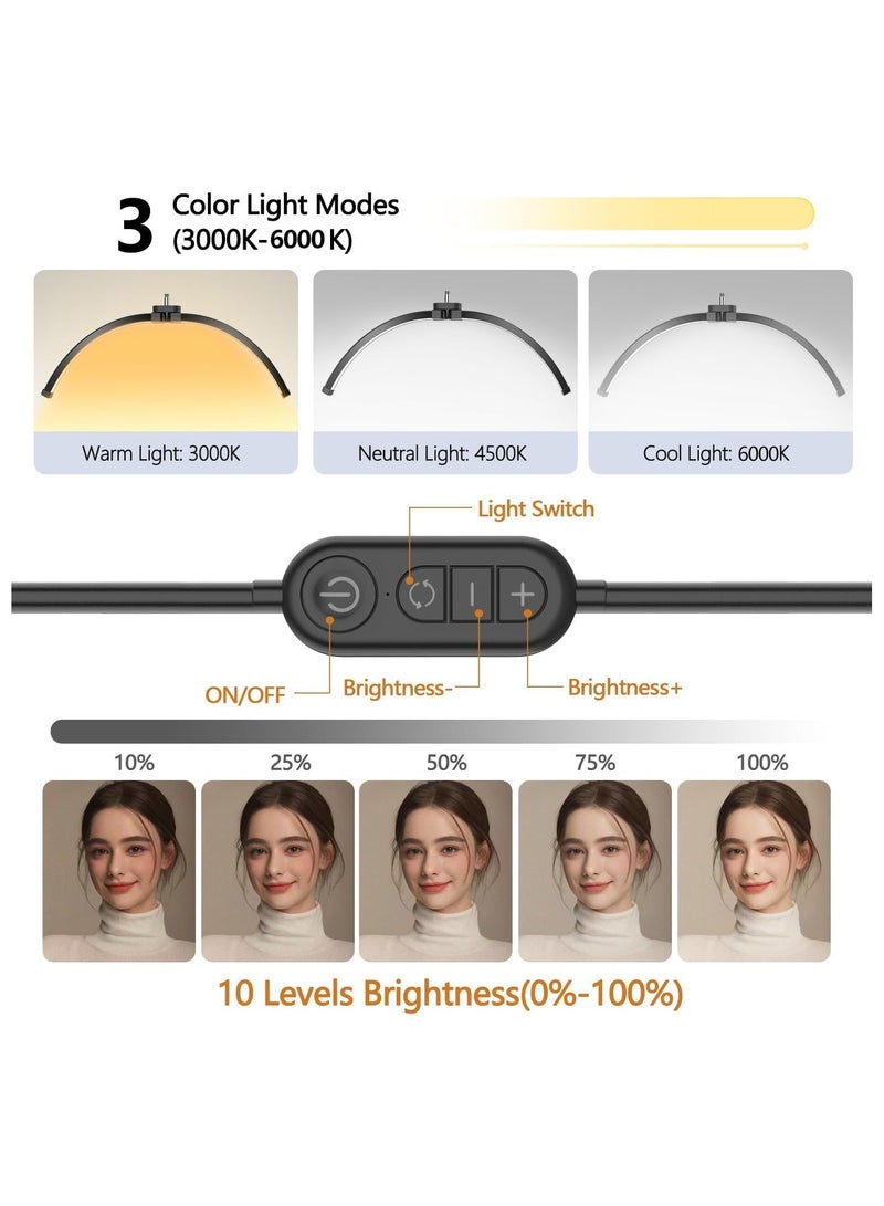 Foldable LED Half Moon Floor Lamp with Mobile Holder for Eyelash/Skin Care - Image 3