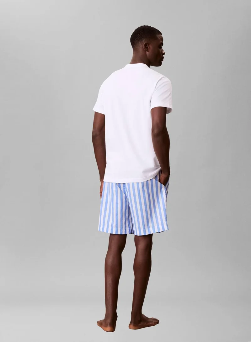 CALVIN KLEIN Classic White TOP / AURORA STRIPE G Shorts Pyjama Set for Men | Best Price UAE