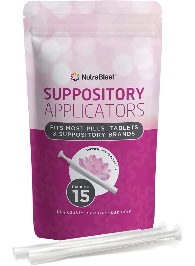 NutraBlast Disposable Suppository Applicators (15-Pack) - Fits Most Brands, Pills, Tablets and Suppositories - Individually Wrapped - Image 1