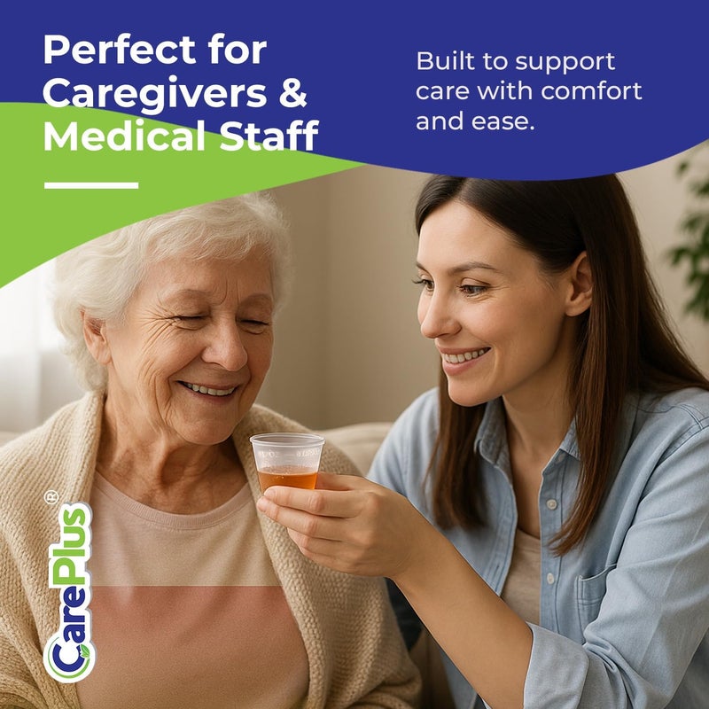 CARE PLUS Disposable Medicine Cups (300 Count - 1 oz) – Sturdy Plastic Measuring & Dosing Cups with Easy-to-Read Embossed Measurement – 30ml Med Cups for Pills, Liquid Medication, Mixing, Paint & More - Image 4