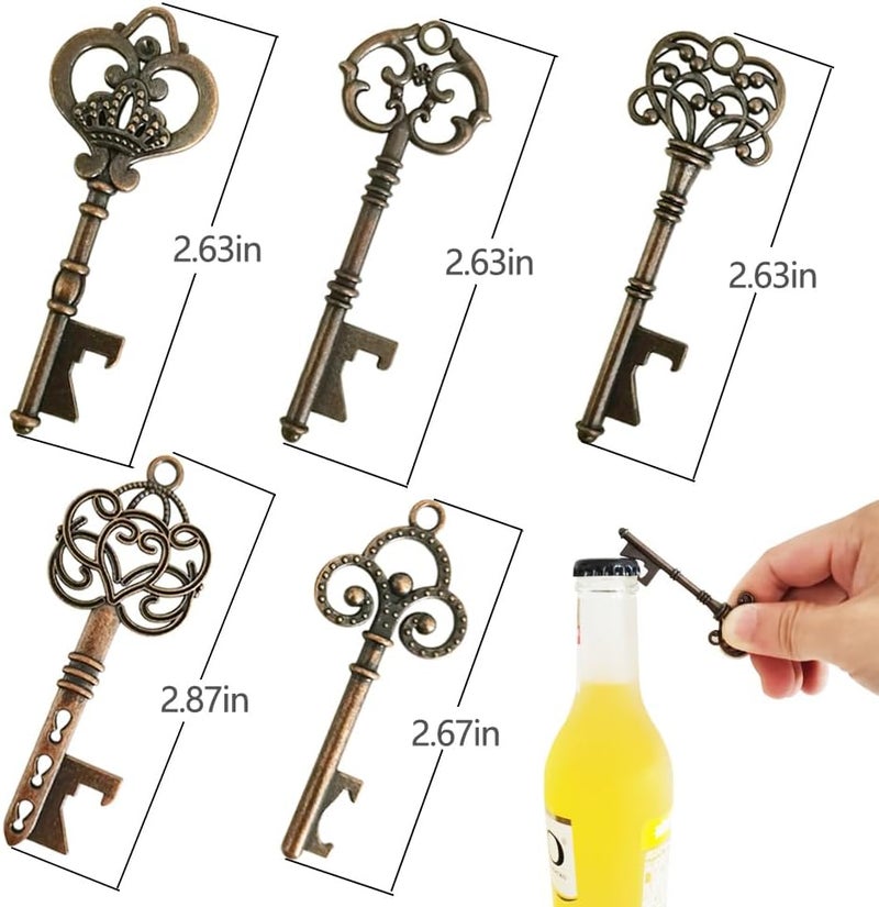 WODEGIFT 50pcs Skeleton Key Bottle Opener,Bridal Shower Party Favors,Souvenirs for guests Bulk,Wedding Party Favor Souvenirs Gift with Escort Tag (Red copper) - Image 4